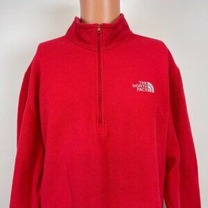The North Face Pullover Fleece Jacket Mens Size 2XL Red Half Zip Embroidered